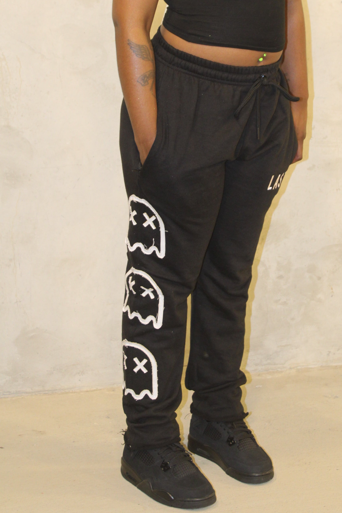 Black “Last G” French Terry Cotton Sweatpants