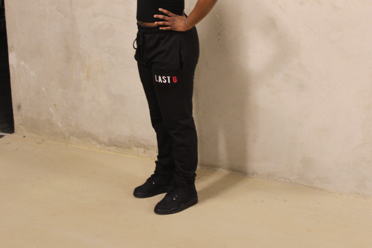 Black “Last G” French Terry Cotton Sweatpants
